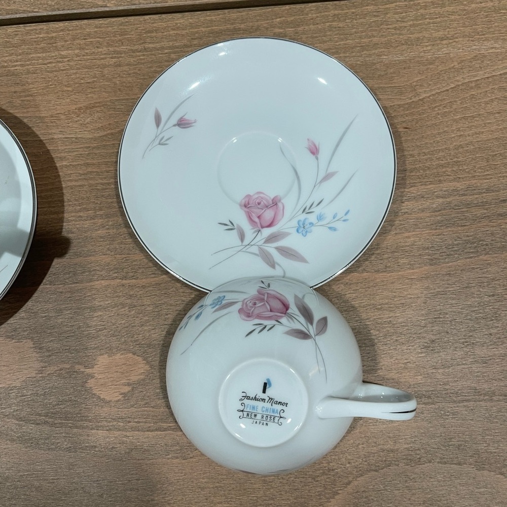 Noritake Floral Mug and Saucer Set with Pink and Blue Accents